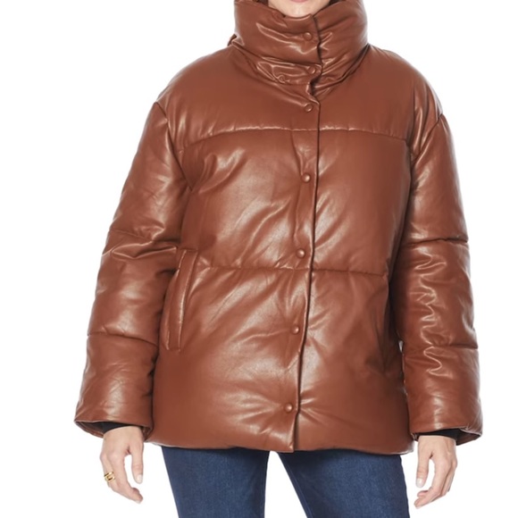 Avec Les Filles Fax Leather Puffer Jacket - Picture 3 of 10
